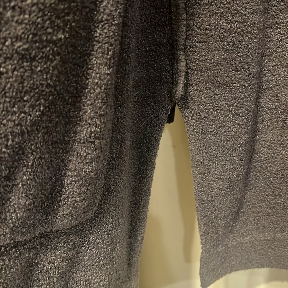 Barefoot Dreams Hooded CozyChic Relaxed Open Front Cardigan in Charcoal Gray - Picture 8 of 9